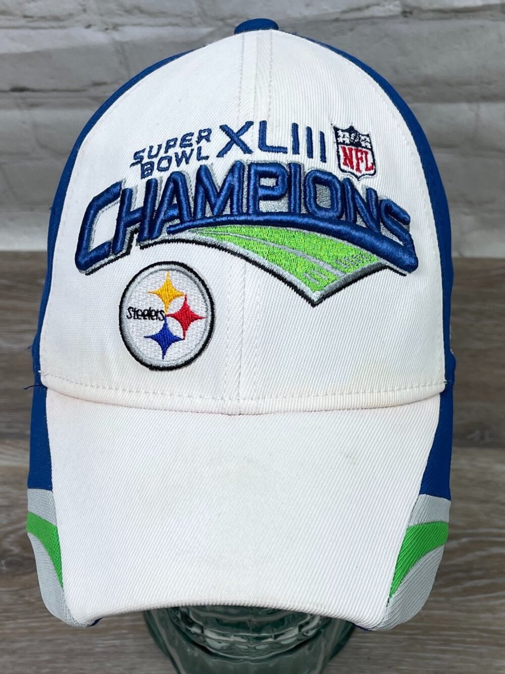 VINTAGE LIKE NEW REEBOK PITTSBURGH STEELERS NFL SUPERBOWL XLIII FLEX FIT HAT